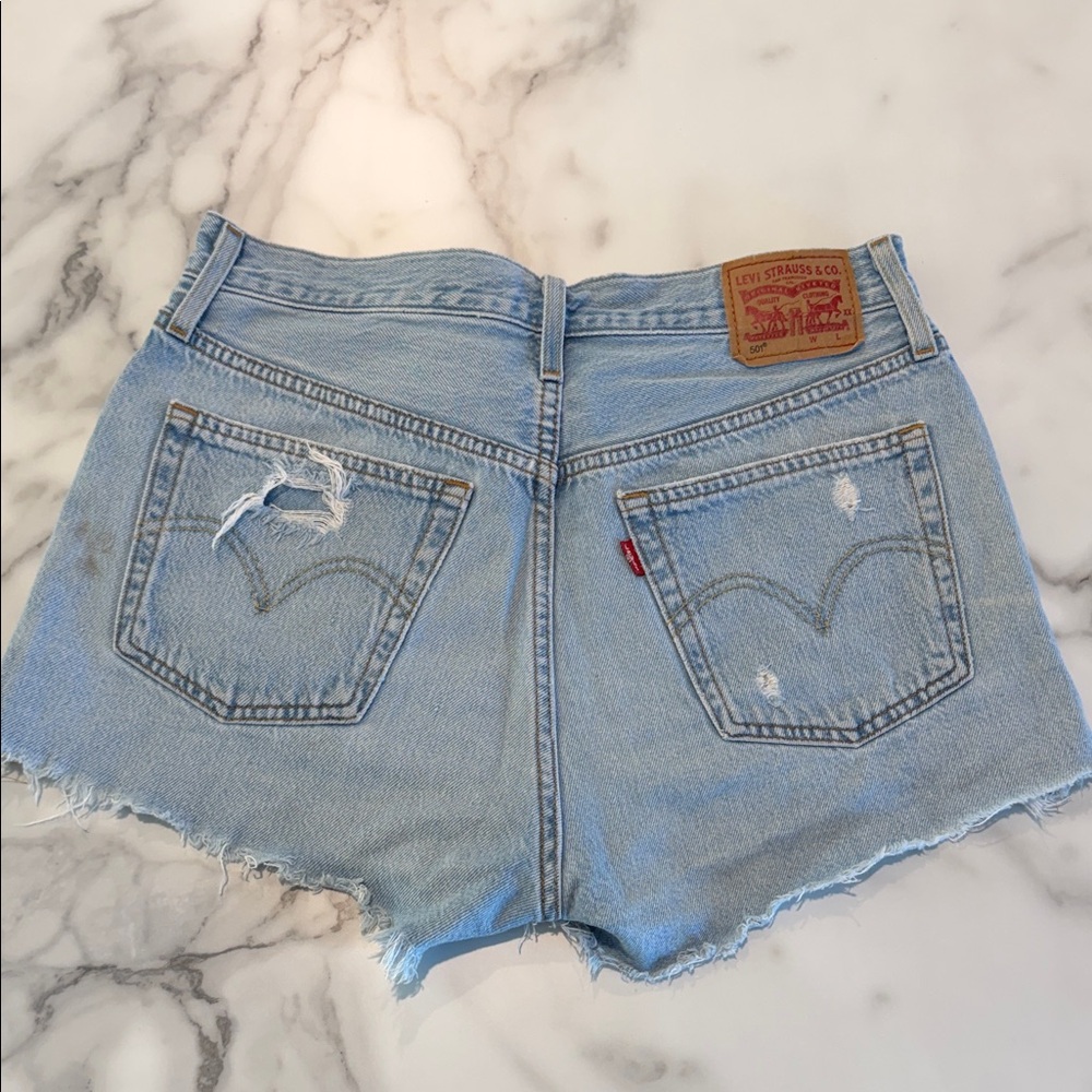 Levi's Distressed Light Blue Jean Shorts